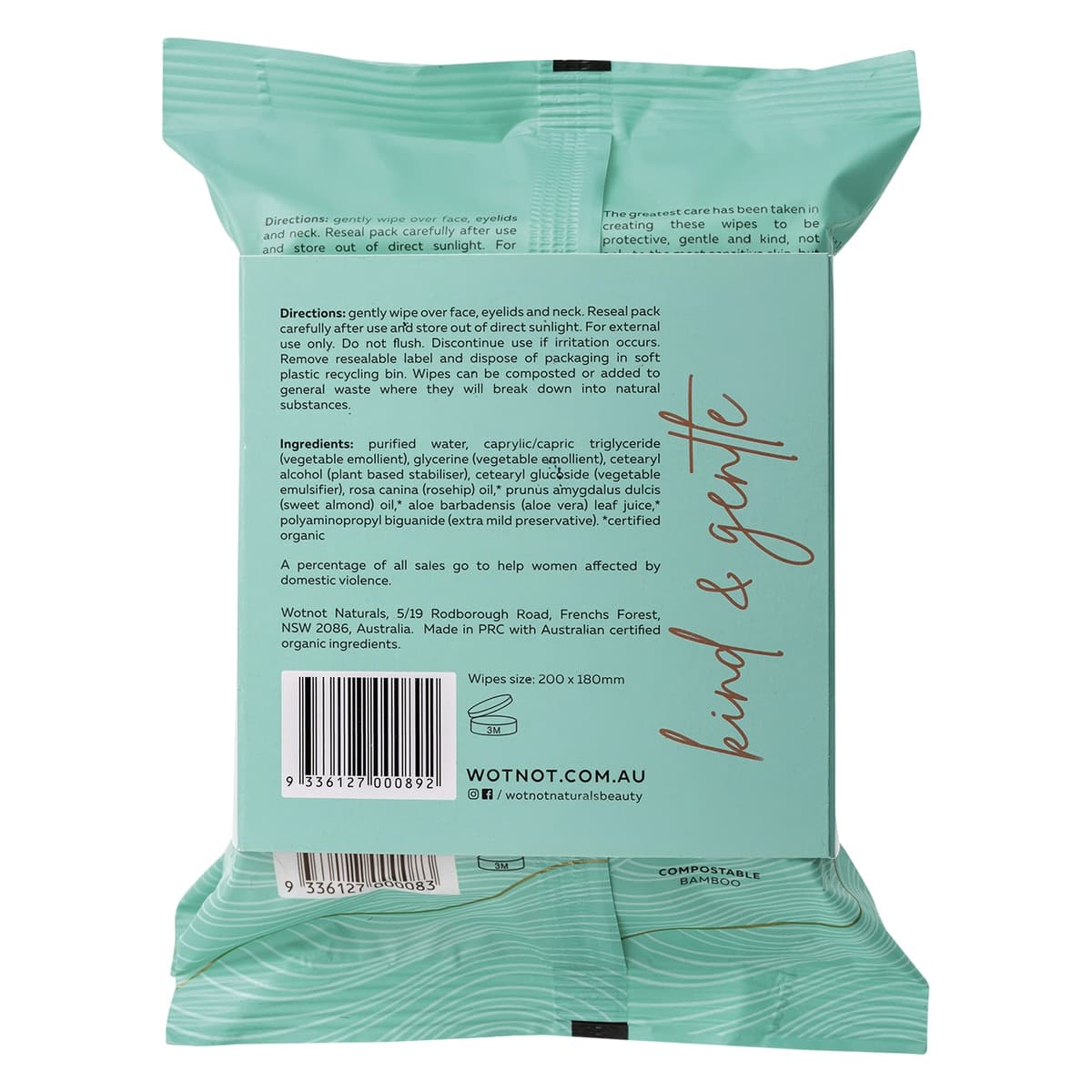 Thumbnail Wotnot Natural Sensitive Skin Face Wipes 2 x 25 Pack