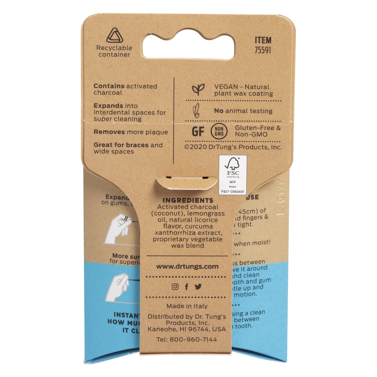 Thumbnail Dr Tungs Smart Vegan Dental Floss Activated Charcoal 27m