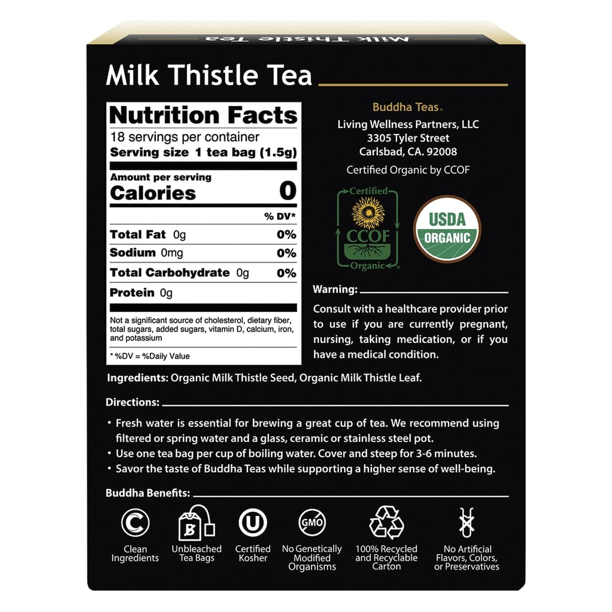 Thumbnail Buddha Teas Organic Herbal Milk Thistle Tea 18 Pack