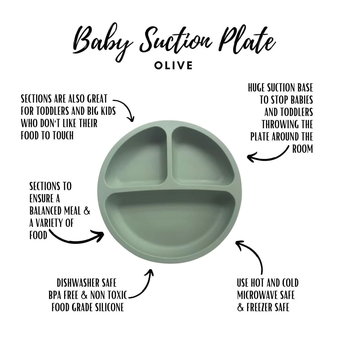 Thumbnail Little Mashies Silicone Sucky Platter Plate Olive