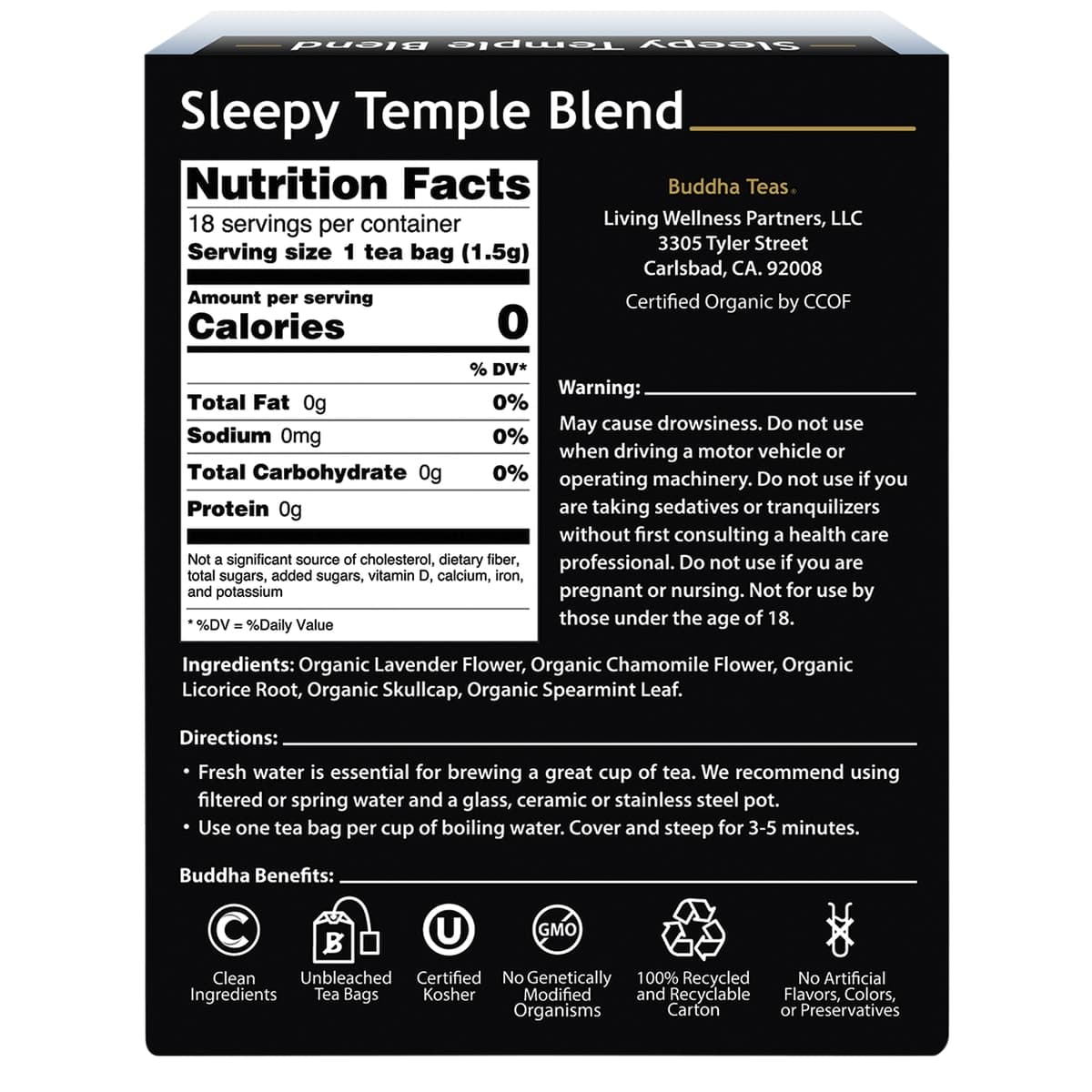 Thumbnail Buddha Teas Organic Herbal Sleepy Temple Blend Tea 18 Pack