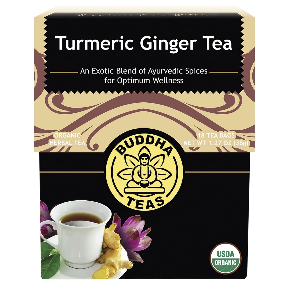 Thumbnail Buddha Teas Organic Turmeric Ginger Tea Bags 18 Pack