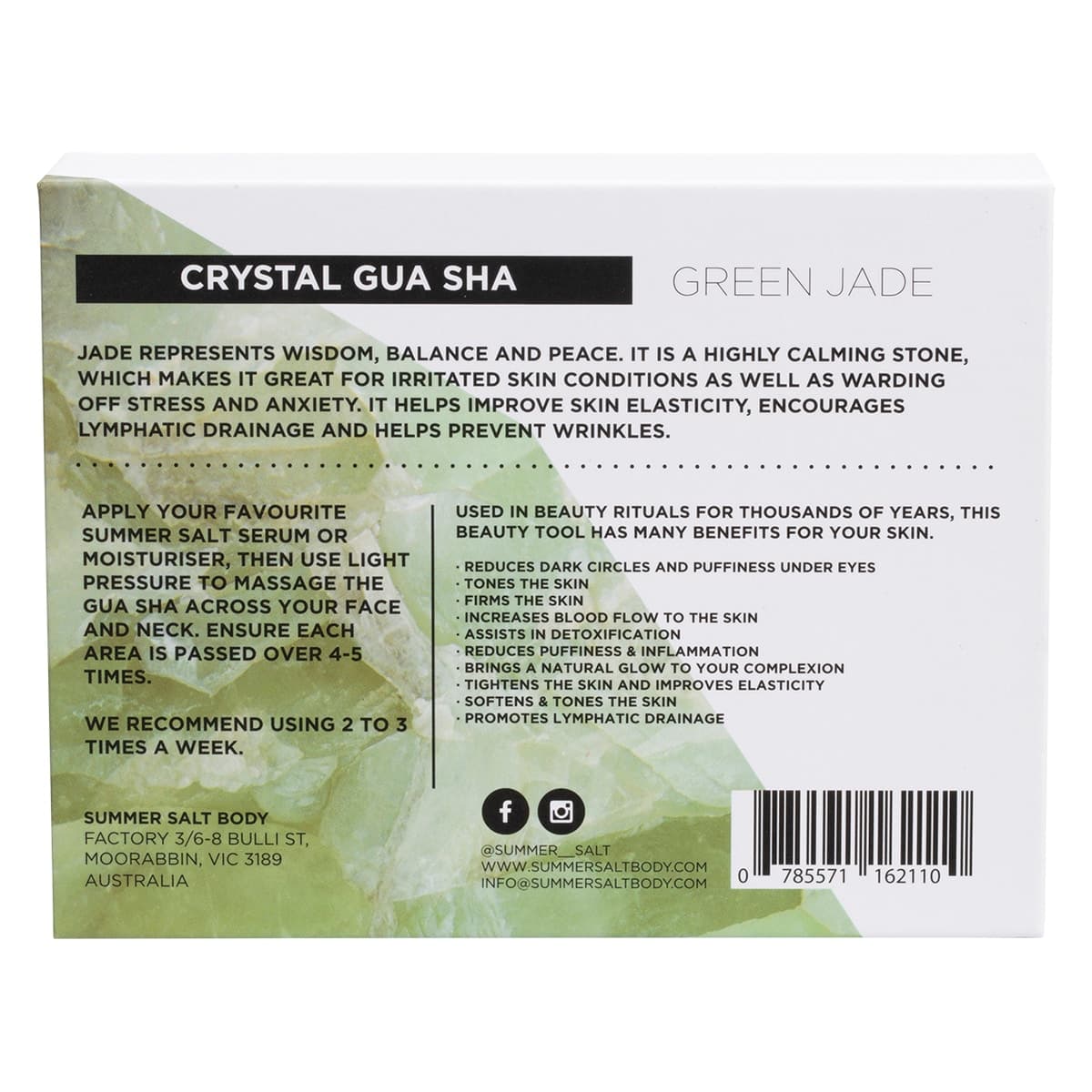 Thumbnail SUMMER SALT BODY Crystal Gua Sha Green Jade 1 Pack