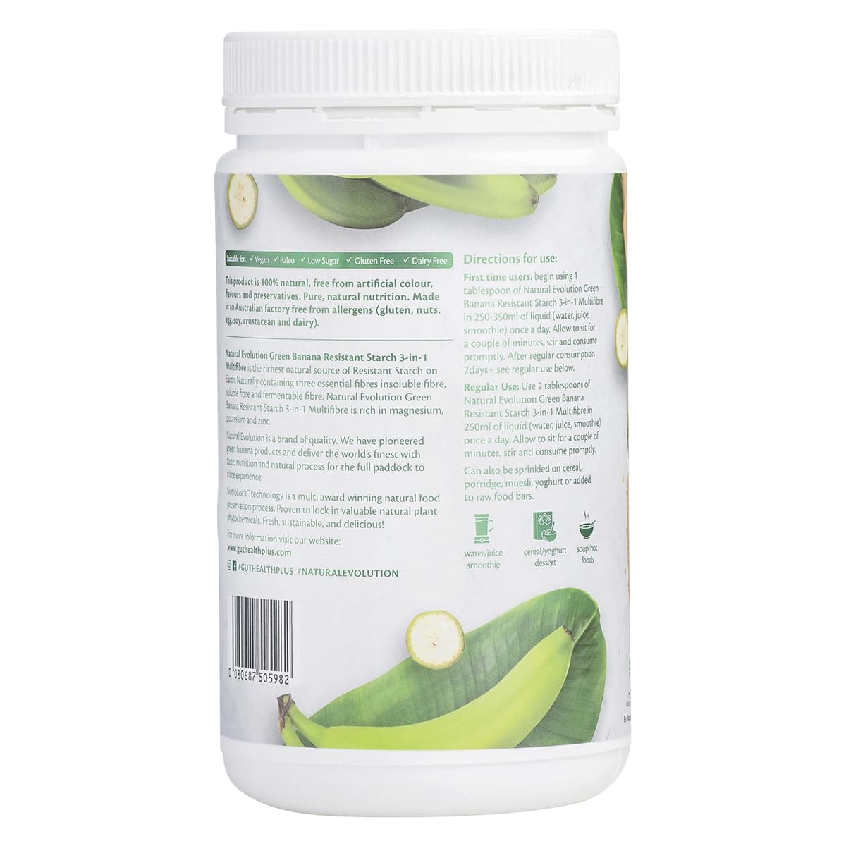 Thumbnail Natural Evolution GH+ Green Banana Resistant Starch 3-in-1 Multifibre 800g
