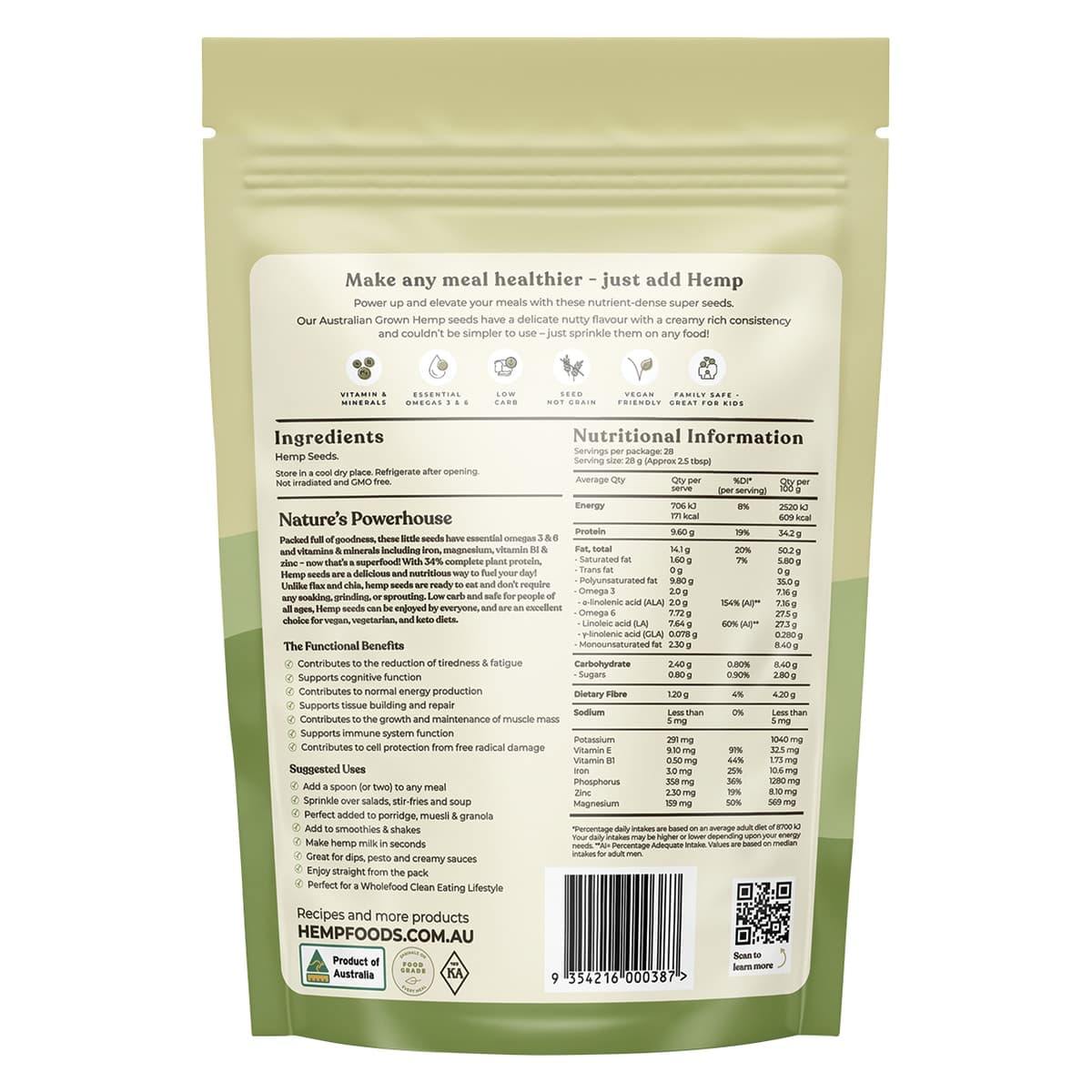 Thumbnail Hemp Foods Australia Australian Hemp Seeds 800g