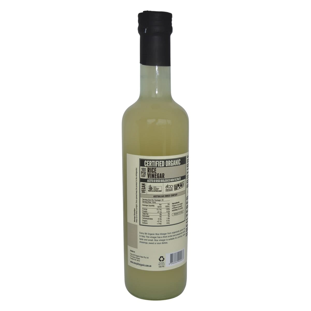 Thumbnail Every Bit Organic Raw Rice Wine Vinegar With The Mother 500ml
