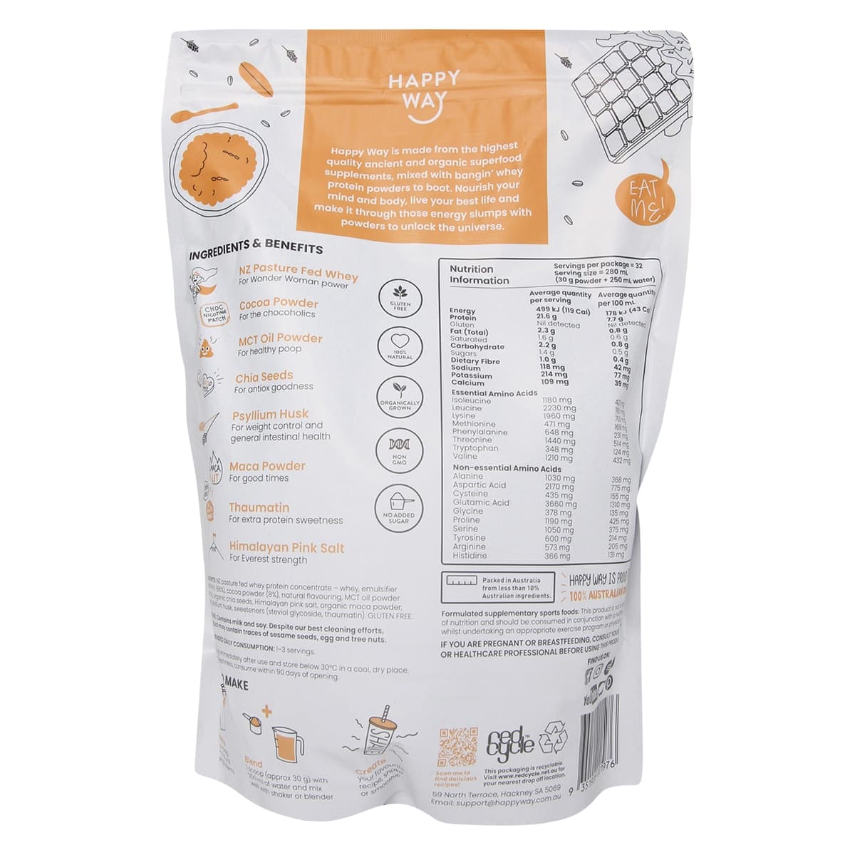 Thumbnail Happy Way Whey Protein Powder Chocolate 1kg