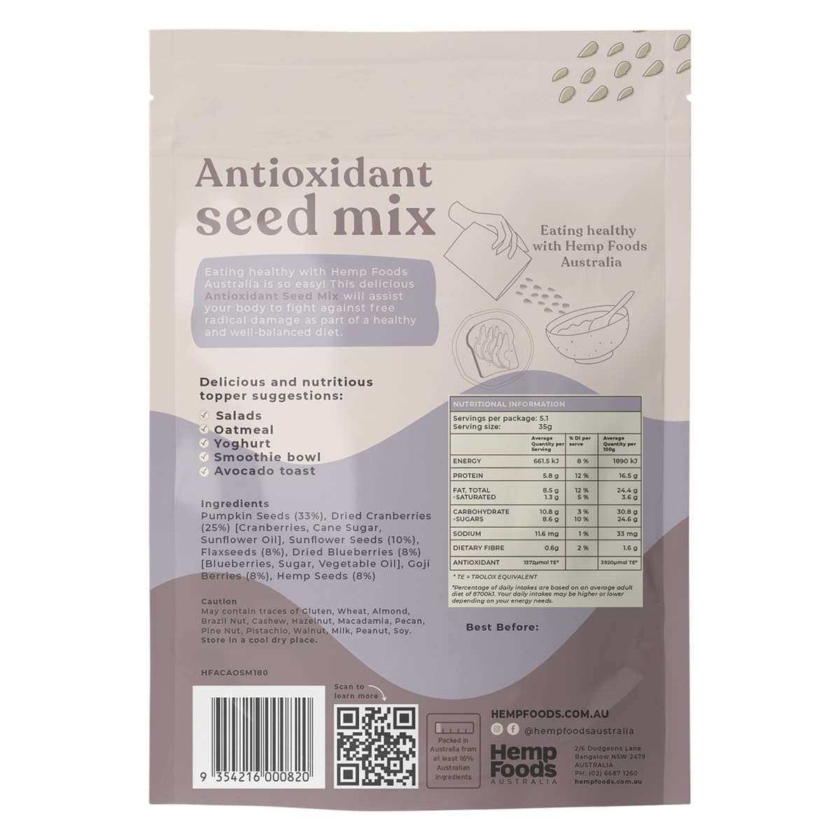 Thumbnail Hemp Foods Australia Antioxidant Seed Mix 180g
