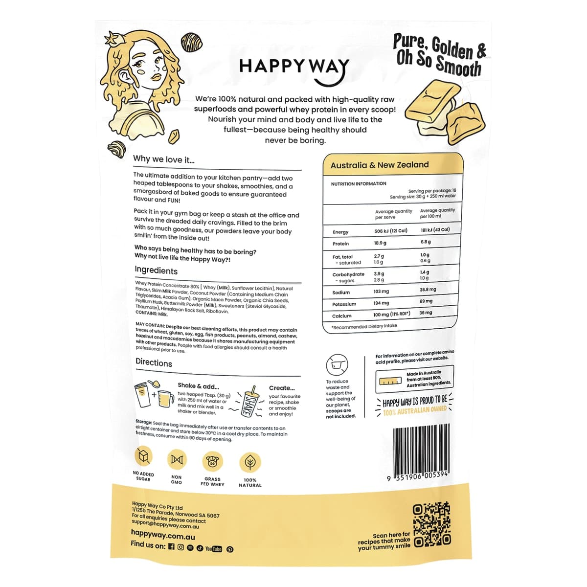 Thumbnail Happy Way White Choc Caramel Whey Protein Powder 500g
