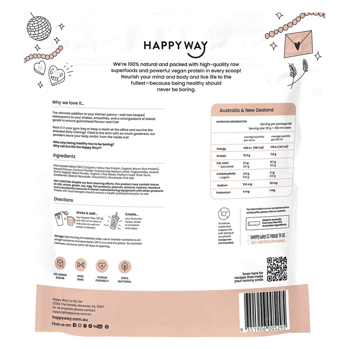 Thumbnail Happy Way Vegan Protein Powder Vanilla 2kg