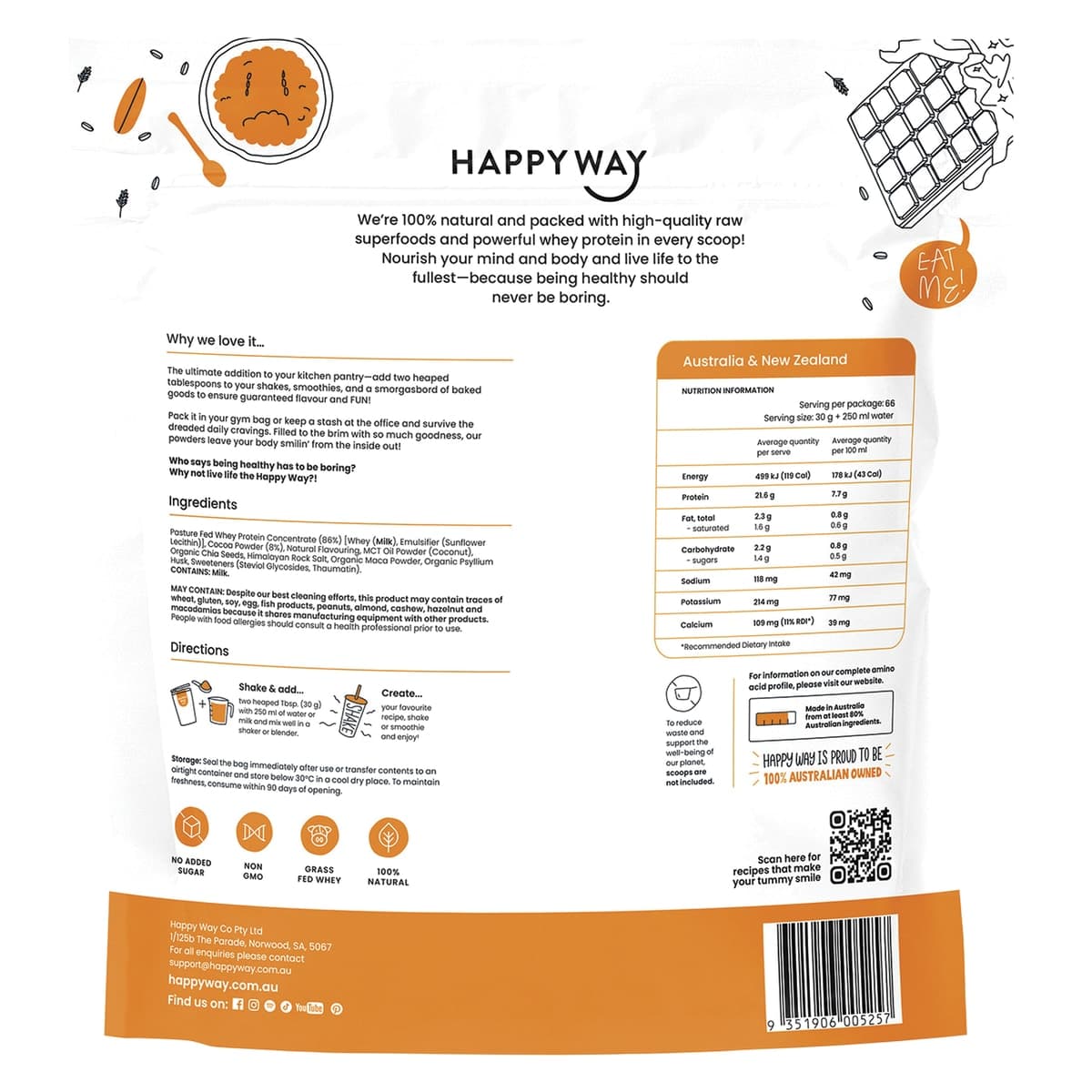 Thumbnail Happy Way Whey Protein Powder Chocolate 2kg