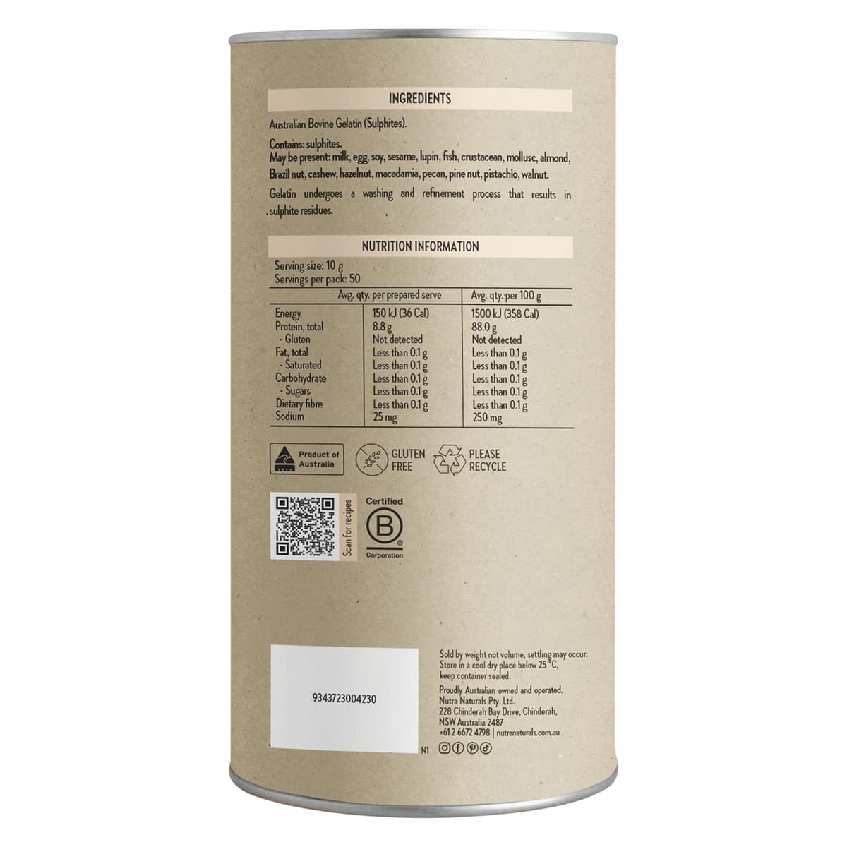 Thumbnail Nutra Naturals Australian Gelatin Powder Unflavoured 500g