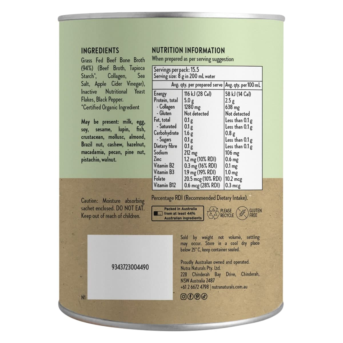 Thumbnail Nutra Naturals Beef Bone Broth Powder Garden Herb 125g