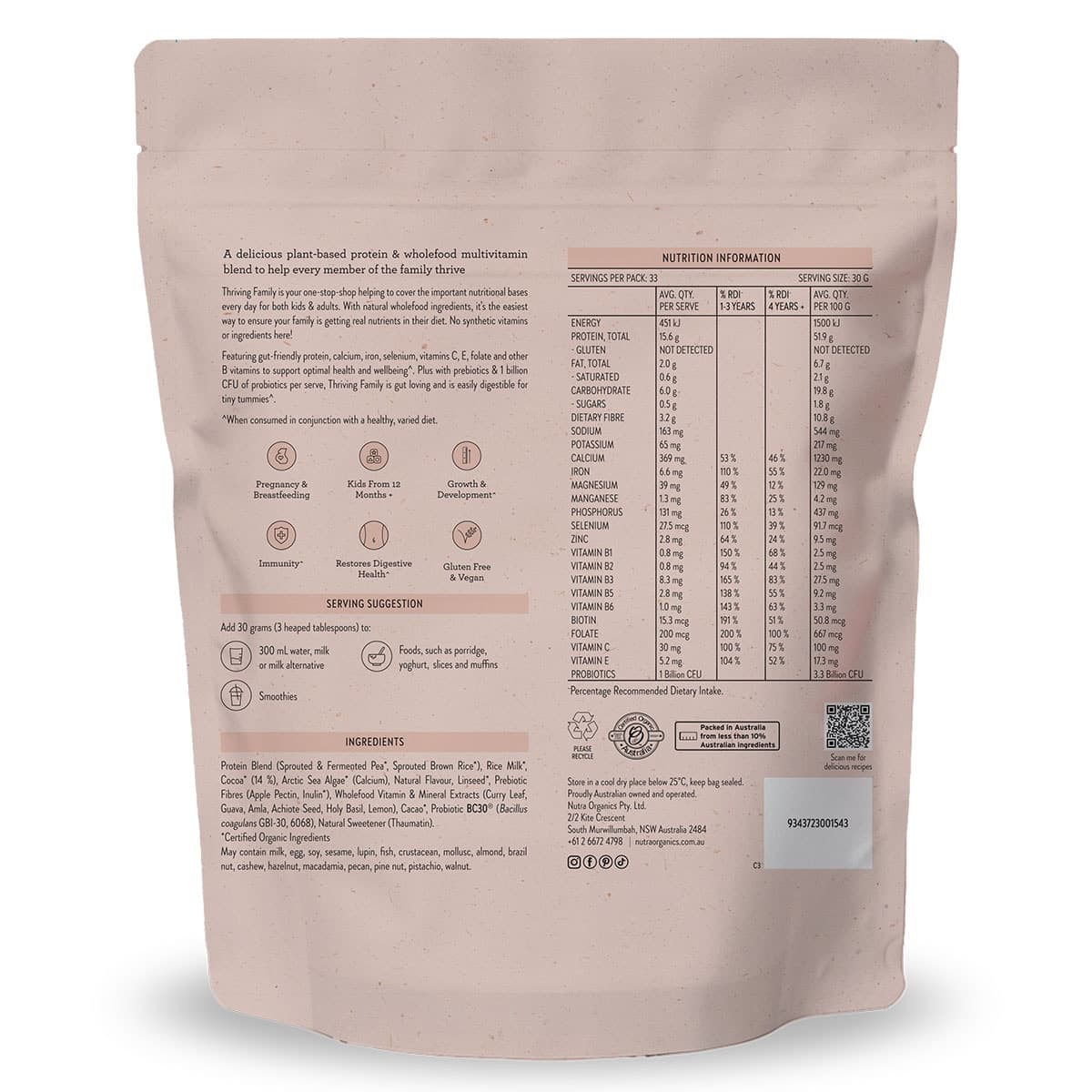 Thumbnail Nutra Naturals Thriving Family Protein Double Choc 1kg