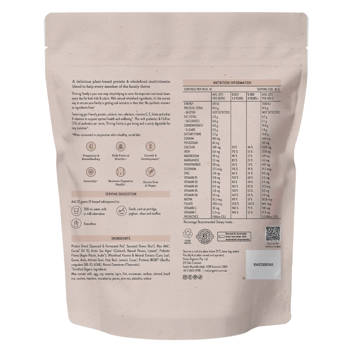 Thumbnail Nutra Naturals Thriving Family Protein Double Choc 1kg