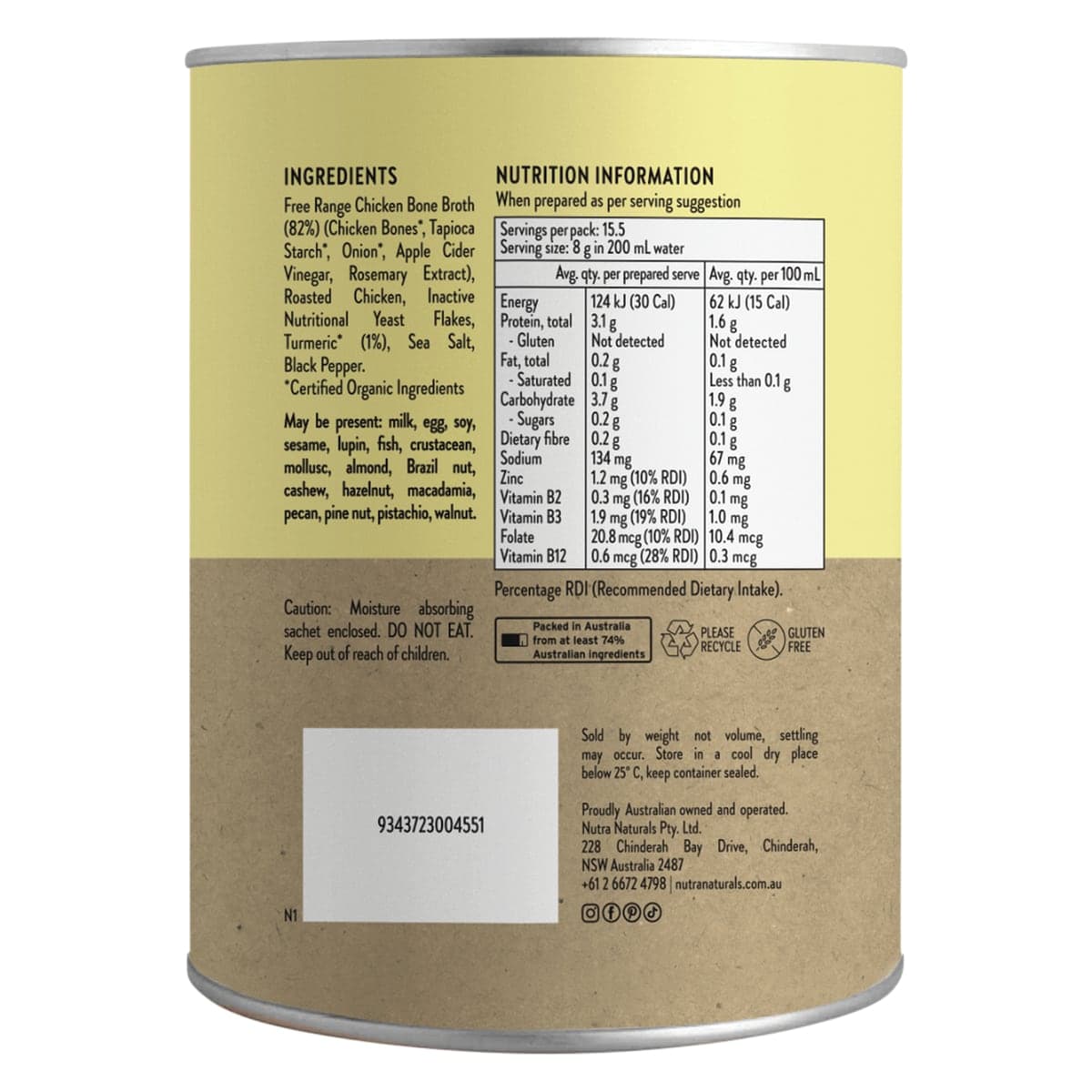 Thumbnail Nutra Naturals Chicken Bone Broth Powder Turmeric 125g