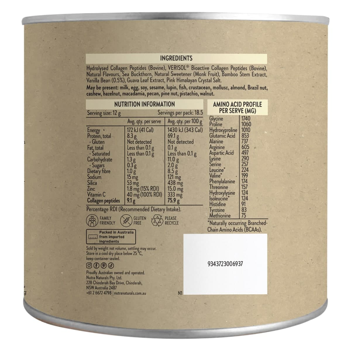 Thumbnail Nutra Naturals Collagen Beauty Vanilla 225g