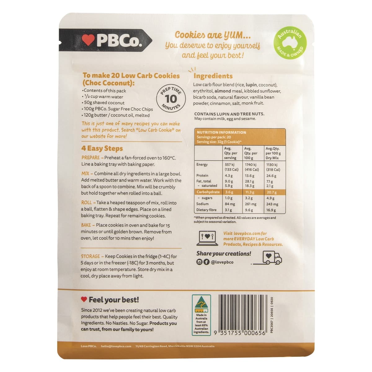 Thumbnail Pbco. Low Carb Cookie Mix 320g