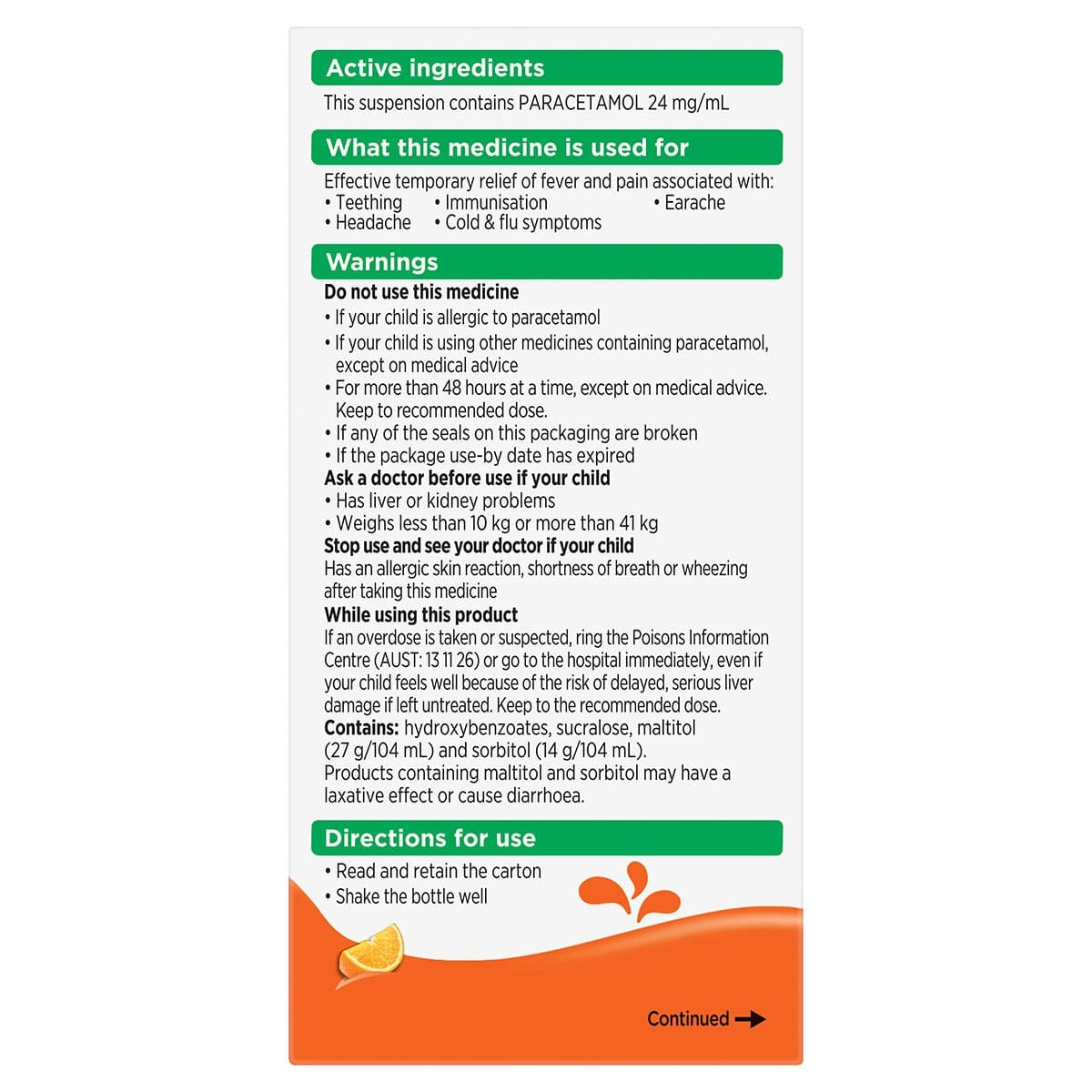Thumbnail Panadol Children Suspension 1-5 Years Colour & Sugar Free Orange 200ml