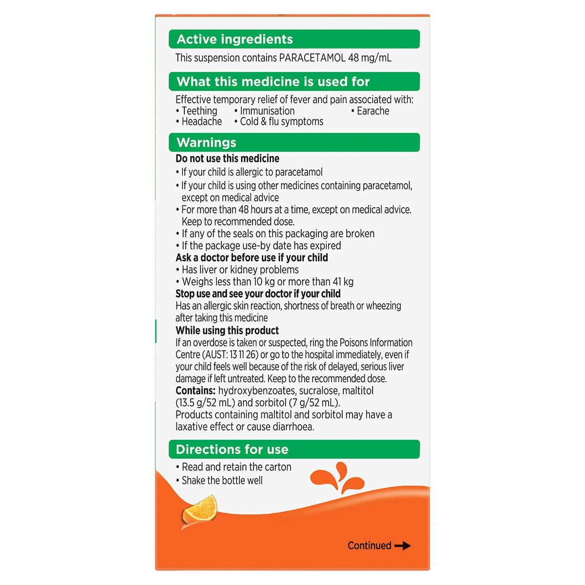 Thumbnail Panadol Children Suspension 5-12 Years Colour & Sugar Free Orange 200ml
