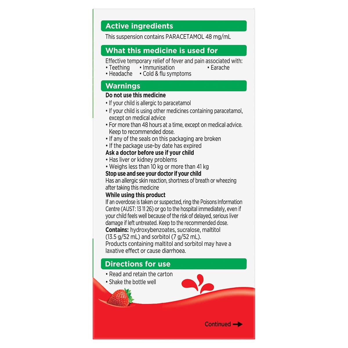 Thumbnail Panadol Children Suspension 5-12 Years Colour & Sugar Free Strawberry 100ml