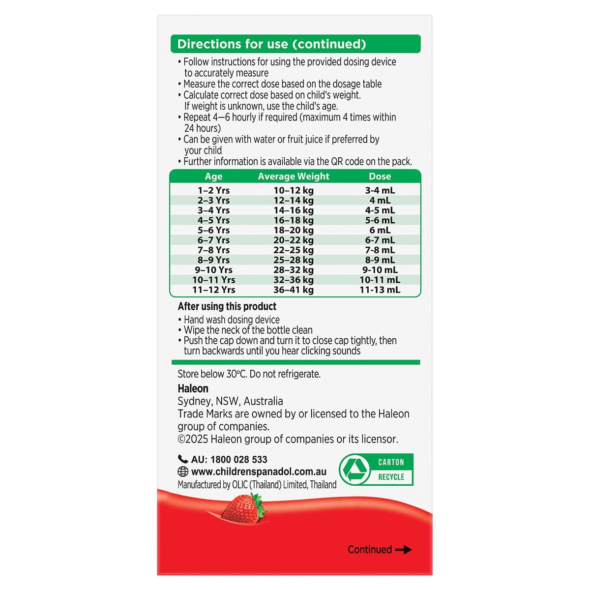 Thumbnail Panadol Children Suspension 5-12 Years Colour & Sugar Free Strawberry 100ml