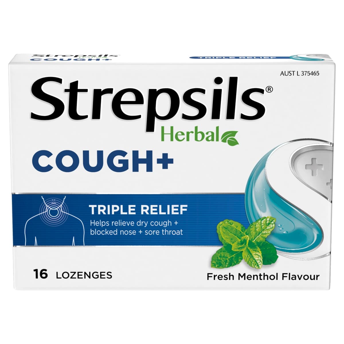 Thumbnail Strepsils Herbal Cough Lozenges Fresh Menthol 16 Pack