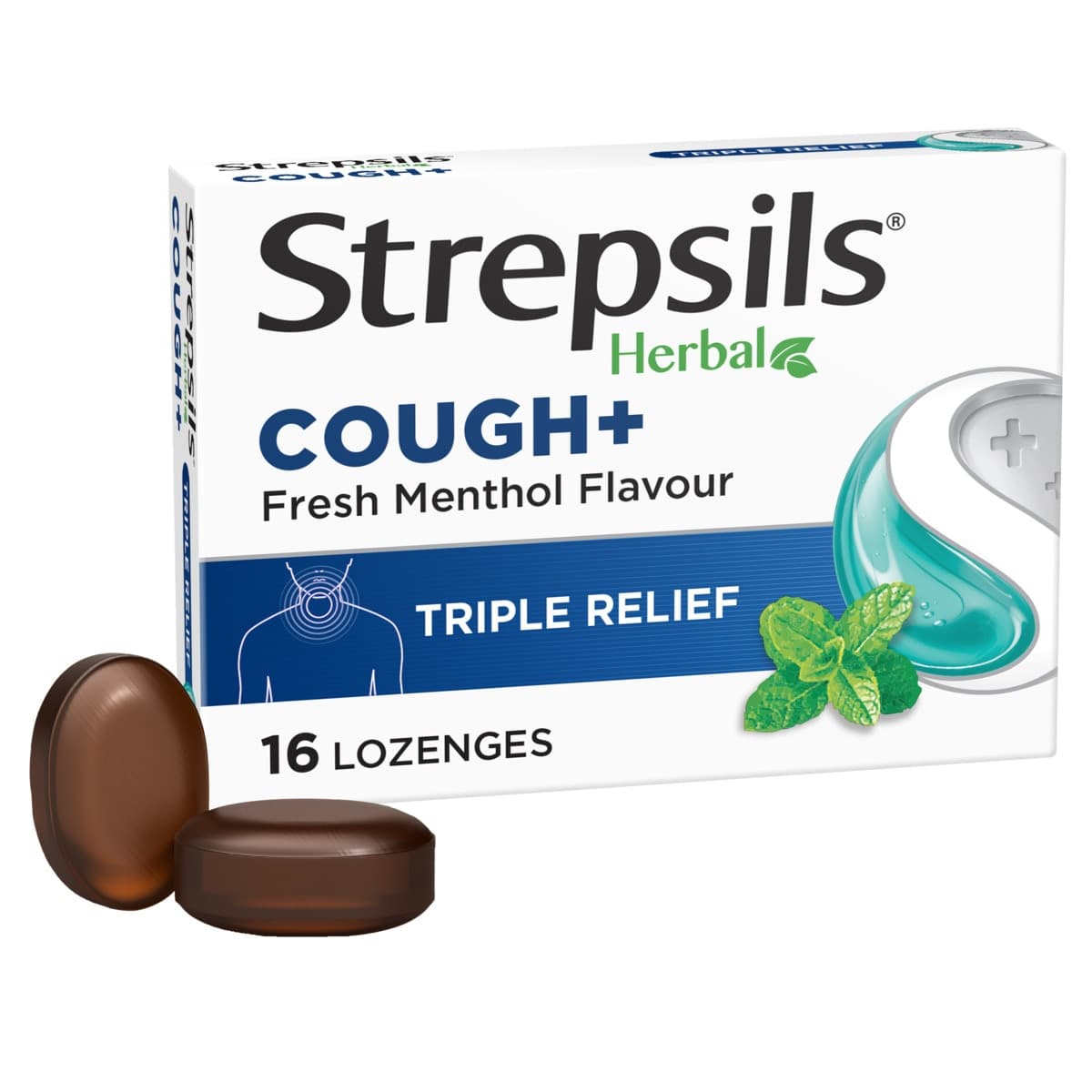 Thumbnail Strepsils Herbal Cough Lozenges Fresh Menthol 16 Pack