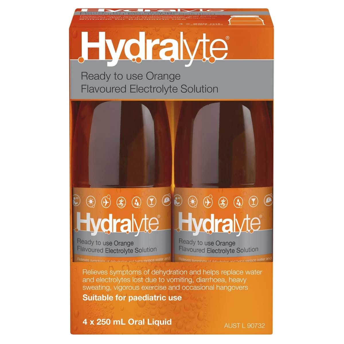 Thumbnail Hydralyte Ready to Use Electrolyte Solution Orange 4 x 250ml