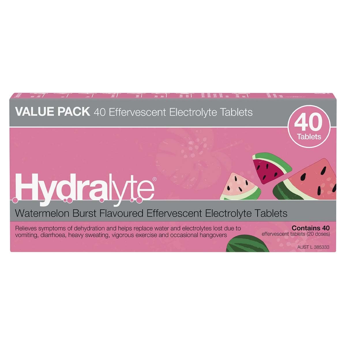 Thumbnail Hydralyte Effervescent Electrolyte Tablets Watermelon 40 Pack