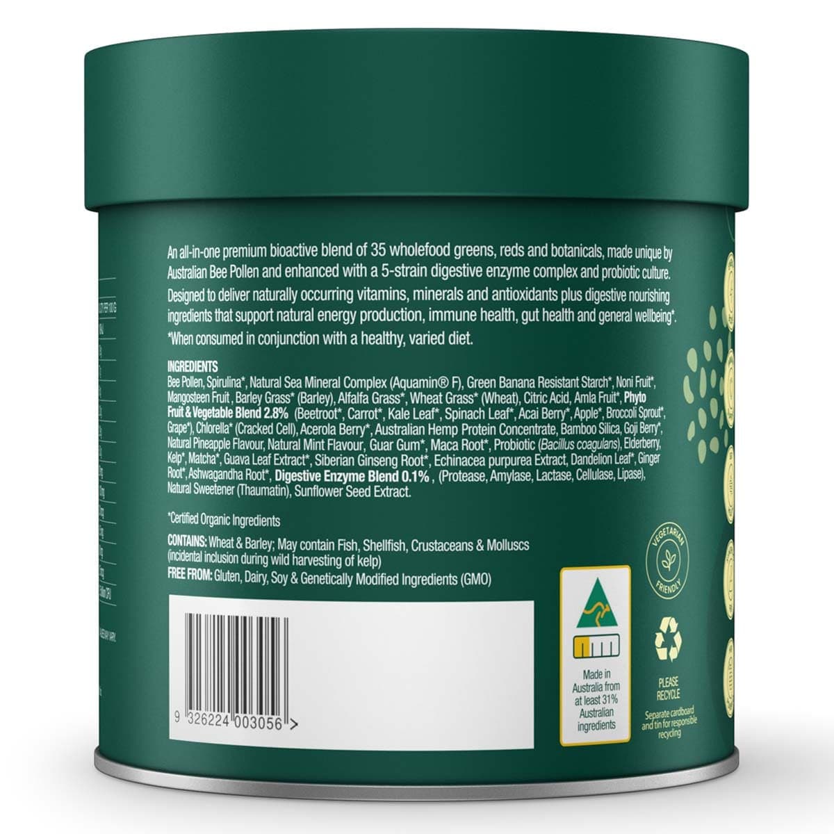 Thumbnail Natural Life Greens & Reds Powder With Bee Pollen 240g