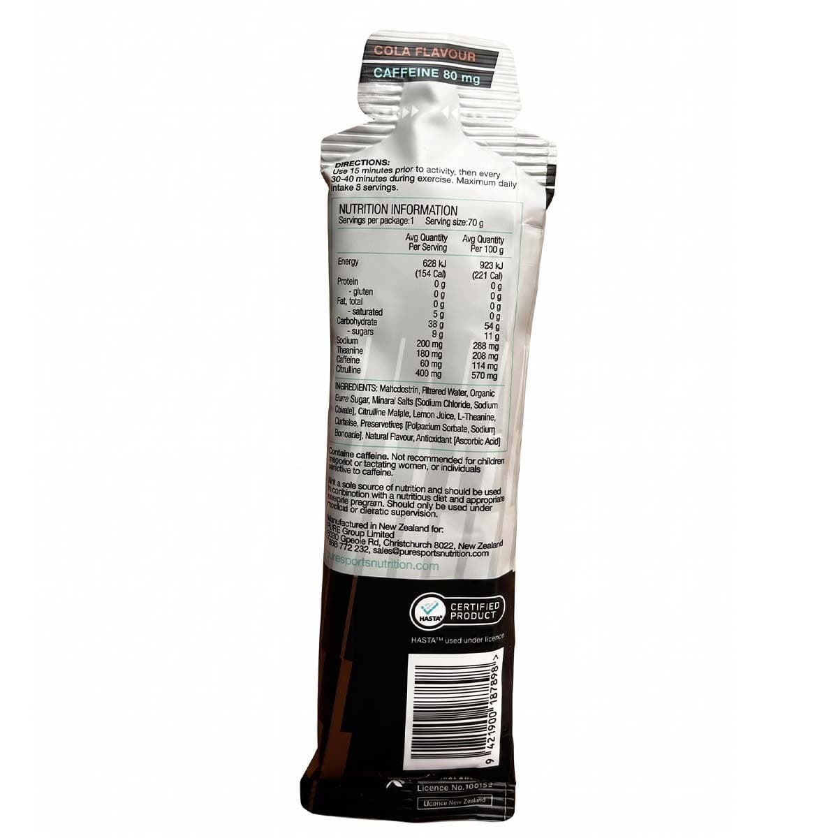 Thumbnail Pure Sports Nutrition Performance + Race Energy Gel + Caffeine Cola 70g