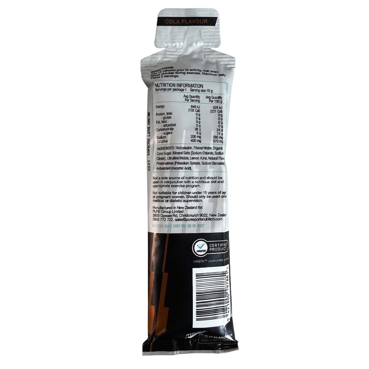 Thumbnail Pure Sports Nutrition Performance + Race Energy Gel Cola 70g