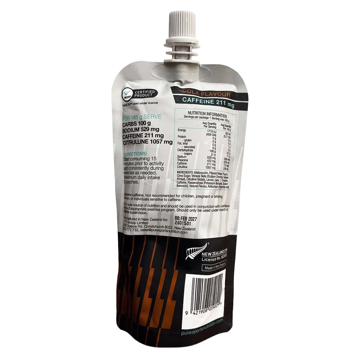 Thumbnail Pure Sports Nutrition Performance + Race Energy Gel + Caffeine Cola 185g