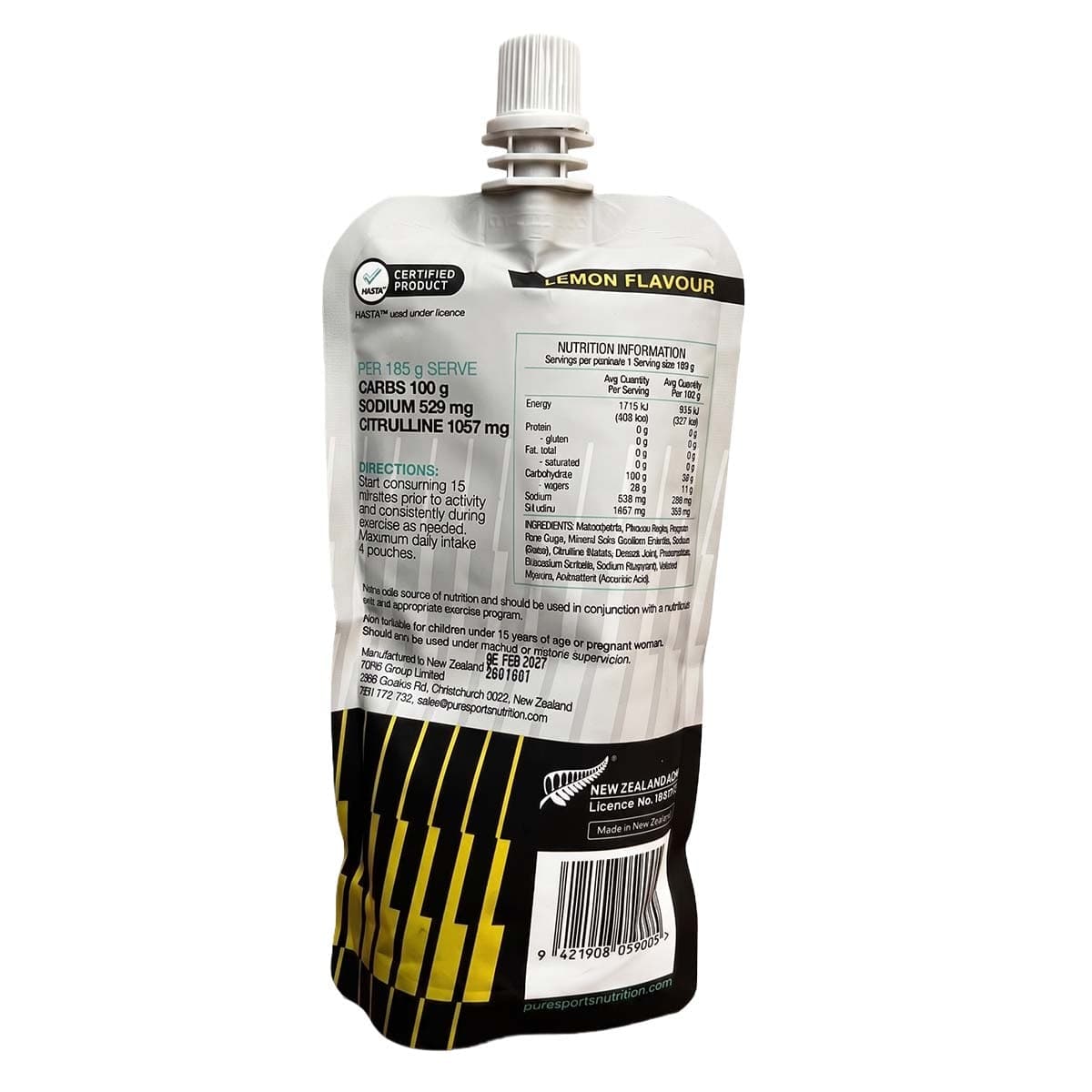 Thumbnail Pure Sports Nutrition Performance + Race Energy Gel Lemon 185g