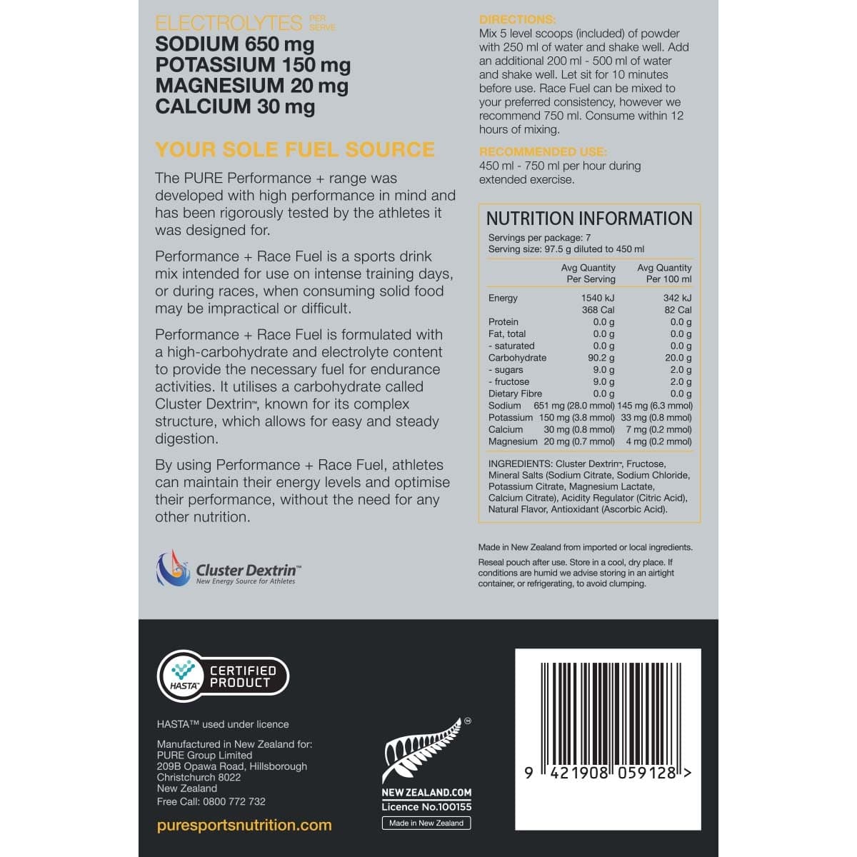 Thumbnail Pure Sports Nutrition Performance + Race Fuel Electrolyte Mix Tropical 700g