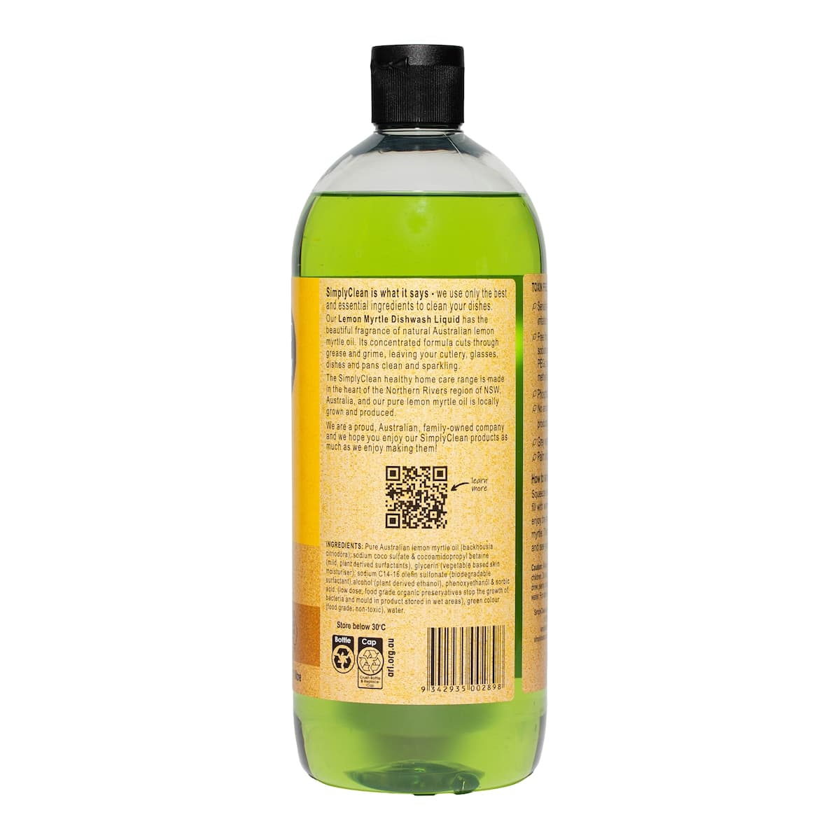 Thumbnail Simply Clean Lemon Myrtle Dishwash Liquid 1L
