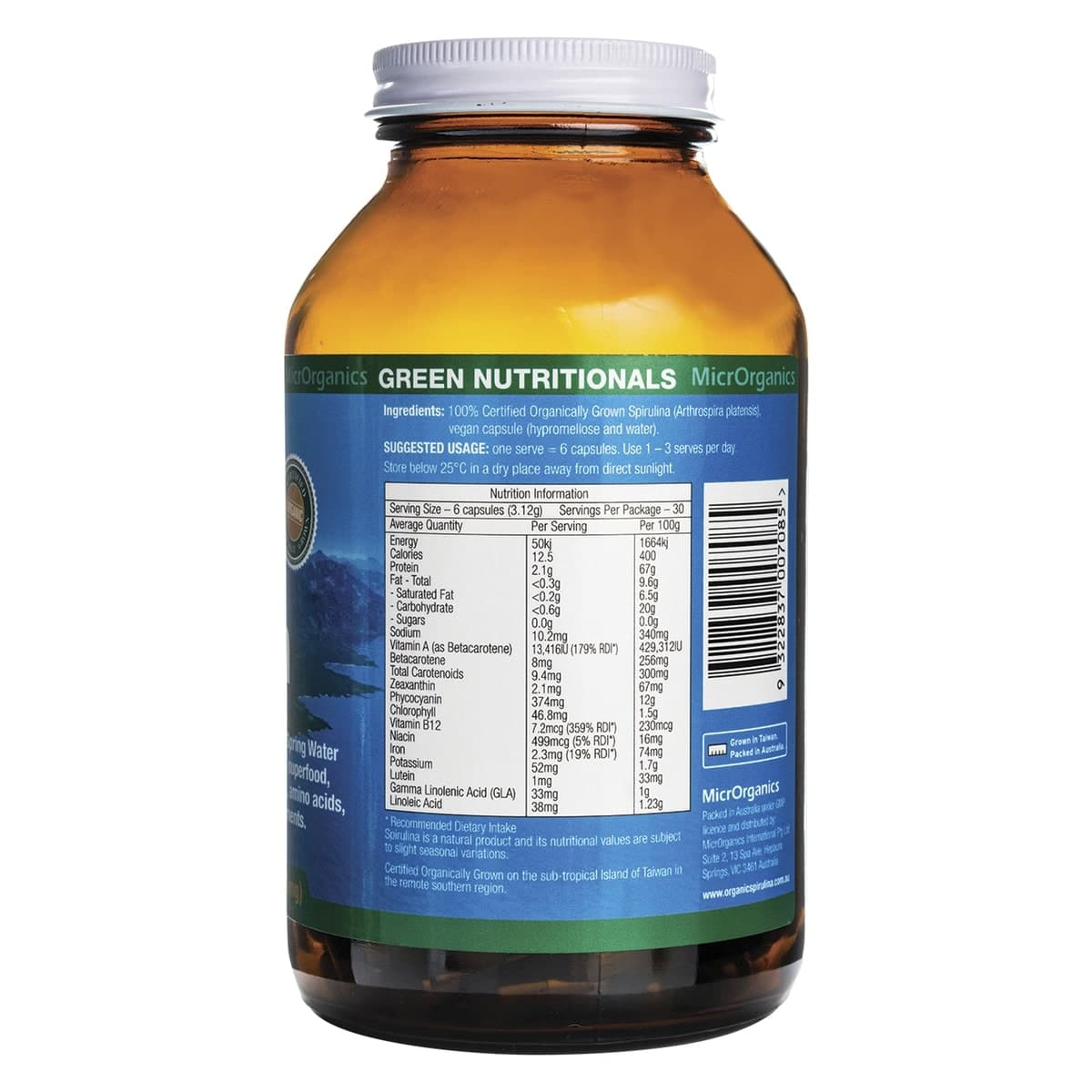 Thumbnail Green Nutritionals Mountain Organic Spirulina 180 Capsules