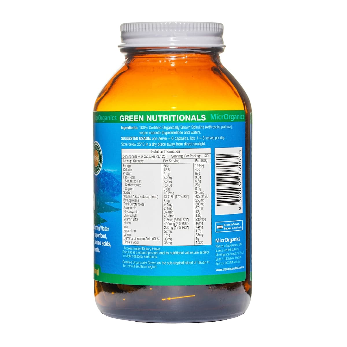 Thumbnail Green Nutritionals Mountain Organic Spirulina 180 Capsules