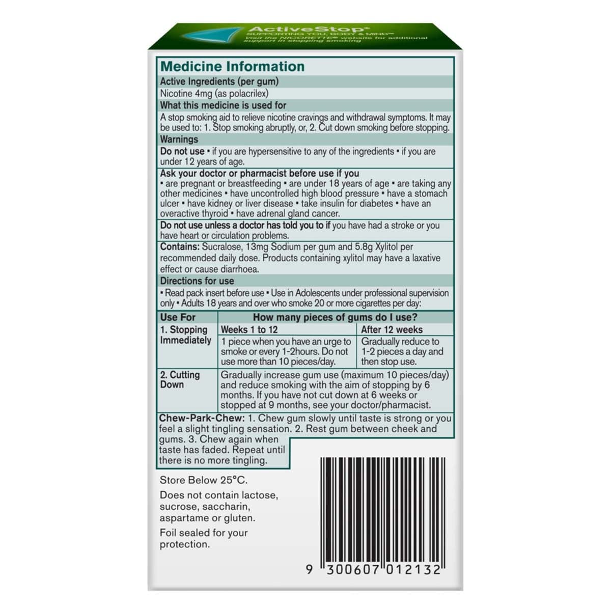 Thumbnail Nicorette Quit Smoking Nicotine Gum 4mg Icy Mint 30 Pack