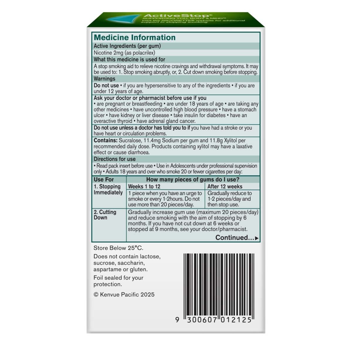Thumbnail Nicorette Quit Smoking Nicotine Gum 2mg Icy Mint 30 Pack