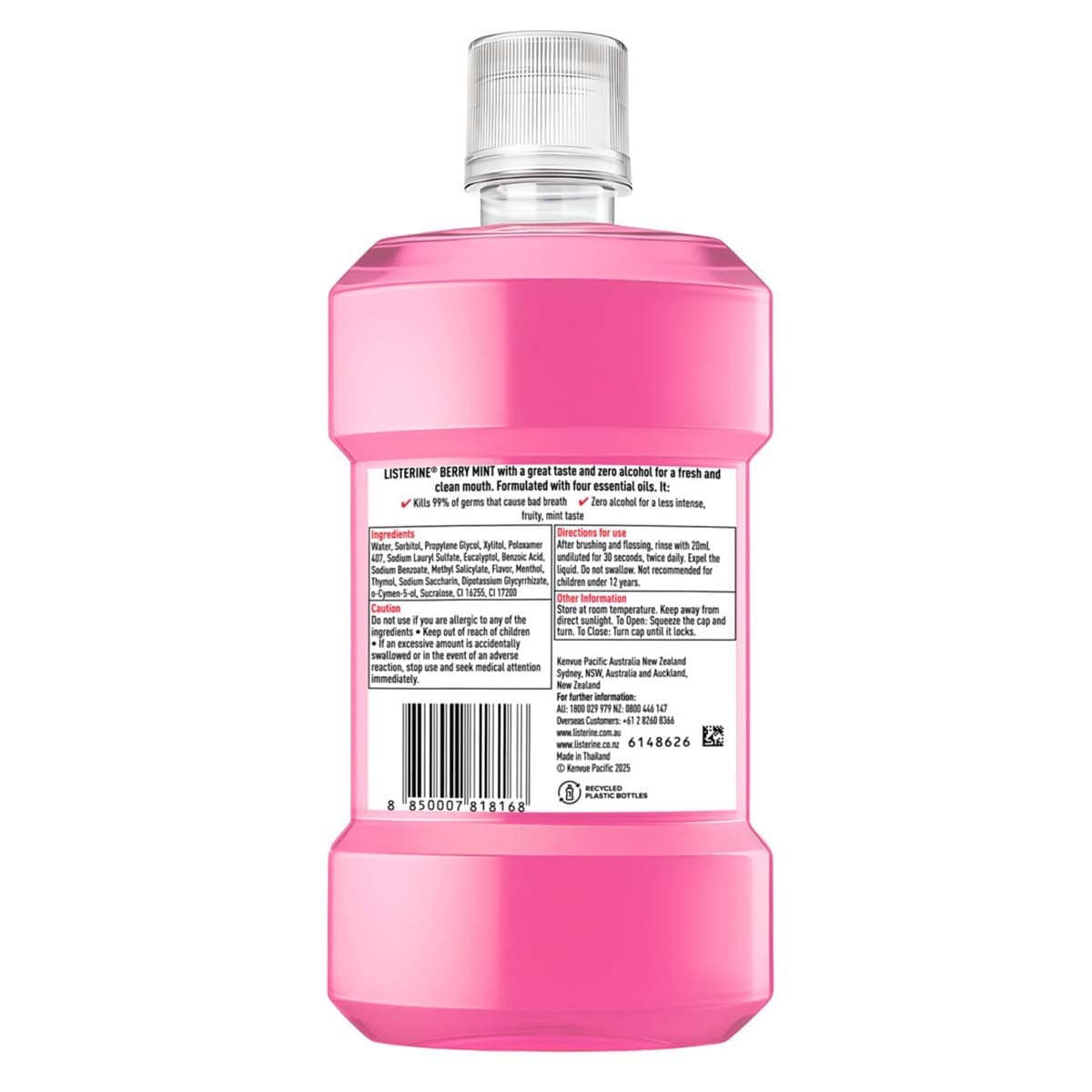Thumbnail Listerine Antibacterial Mouthwash Alcohol Free Berry Mint 500ml