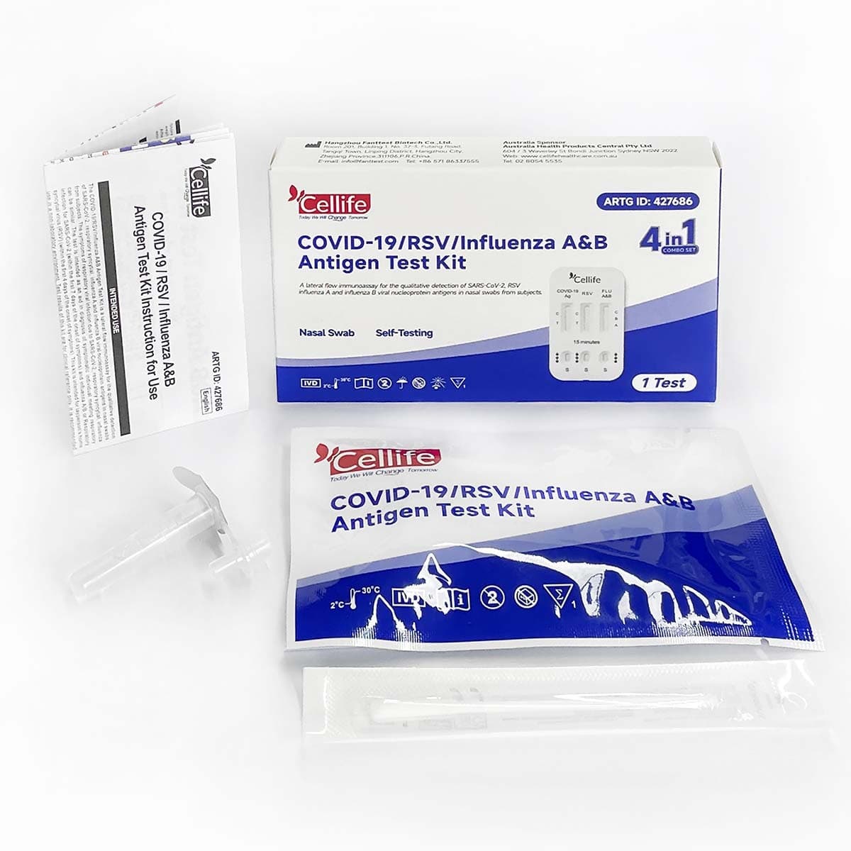 Thumbnail Cellife Covid-19/RSV/influenza A/B Antigen Test Kit (4 in 1) 1 Pack