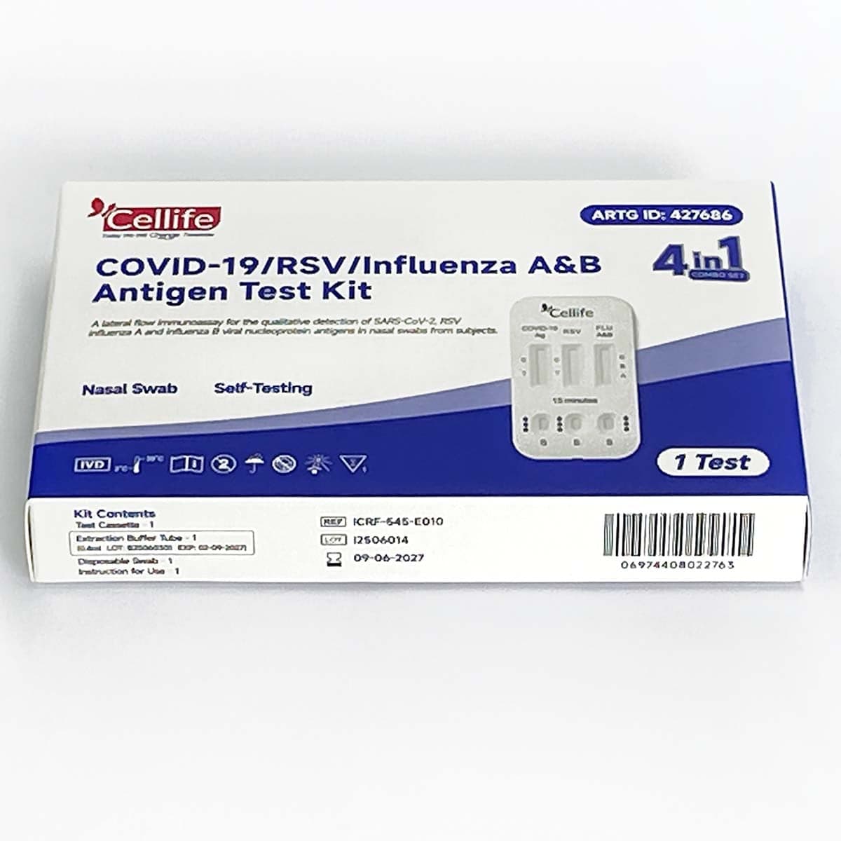 Thumbnail Cellife Covid-19/RSV/influenza A/B Antigen Test Kit (4 in 1) 1 Pack