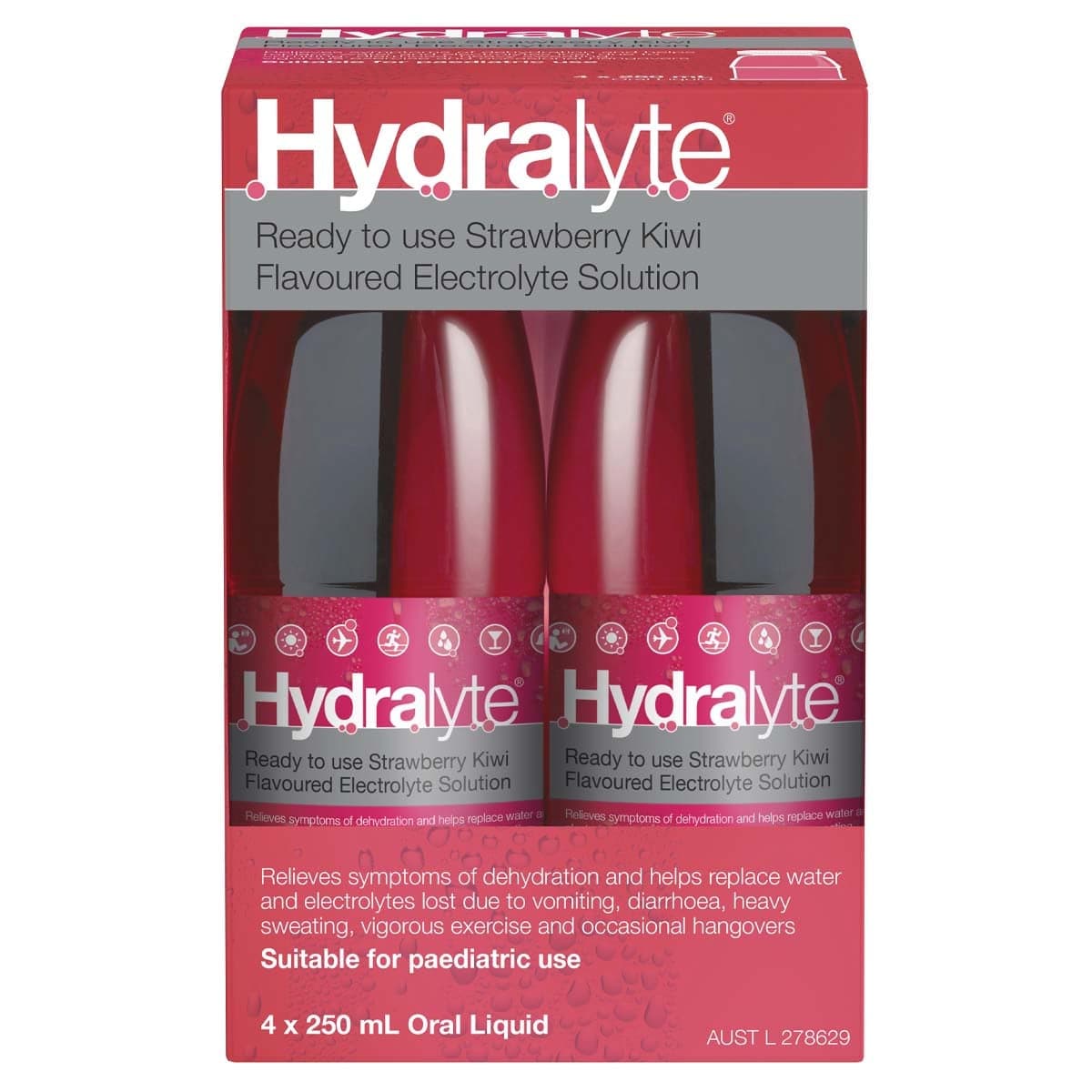 Thumbnail Hydralyte Ready to Use Electrolyte Solution Strawberry Kiwi 4 x 250ml