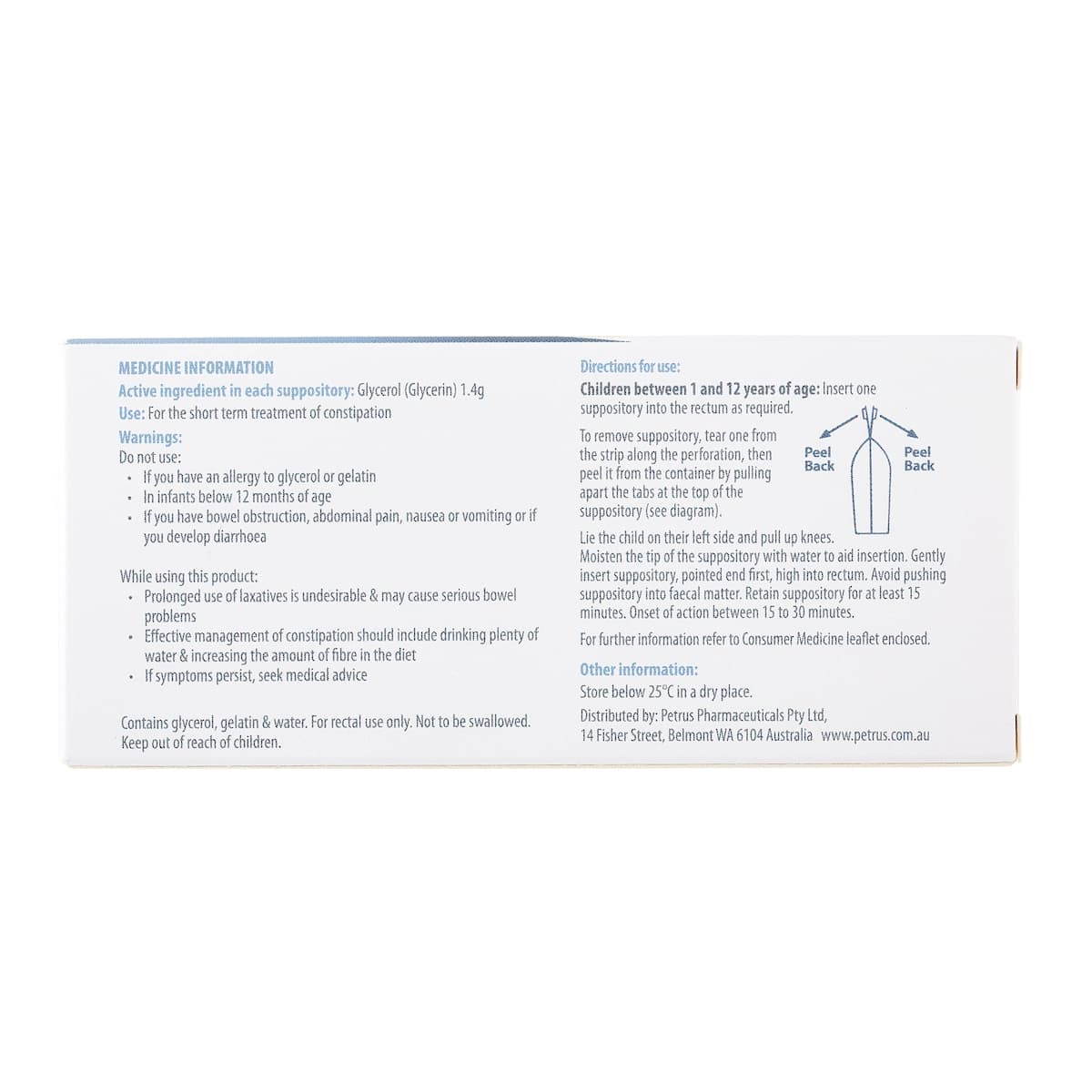 Thumbnail Glycerol Suppositories B.P. for Children 12 Pack