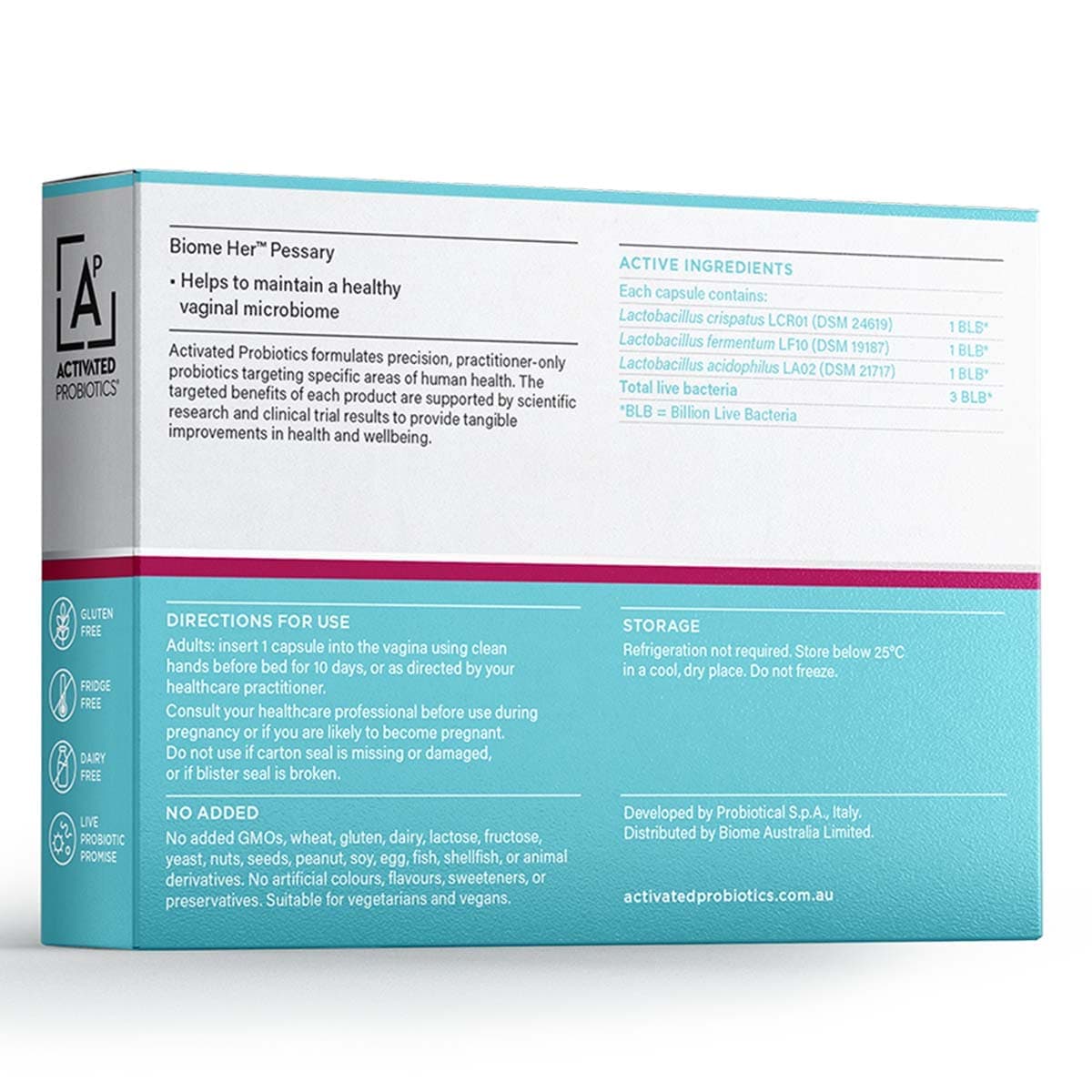 Thumbnail Activated Probiotics Biome Her Pessary 10 Capsules