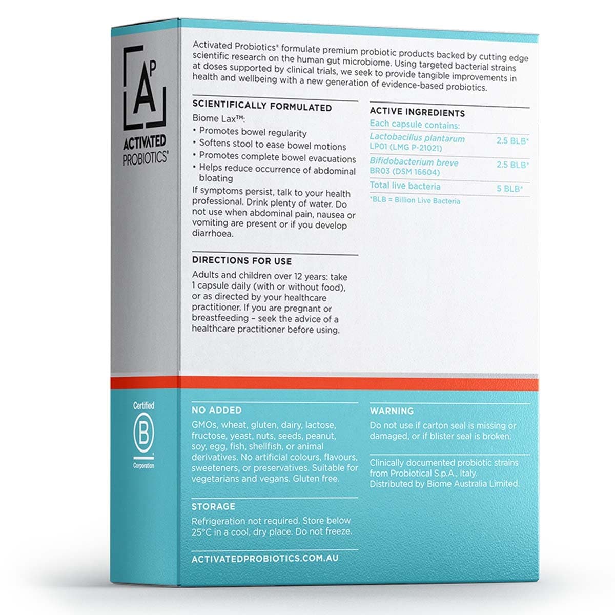 Thumbnail Activated Probiotics Biome Lax 30 Capsules