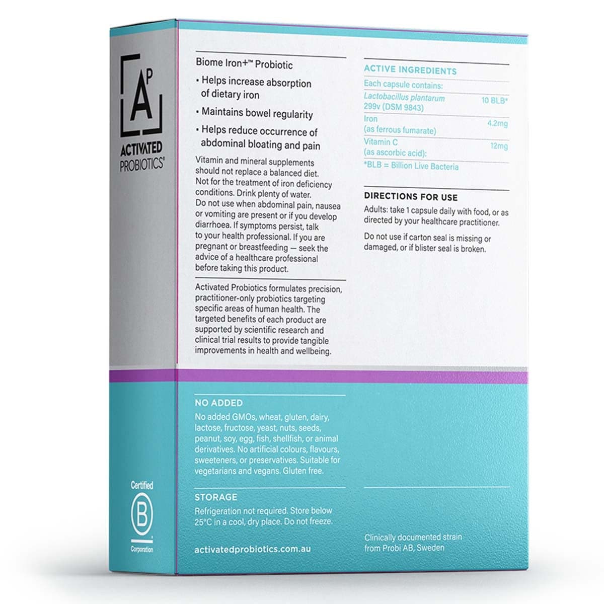 Thumbnail Activated Probiotics Biome Iron+ Probiotic 30 Capsules