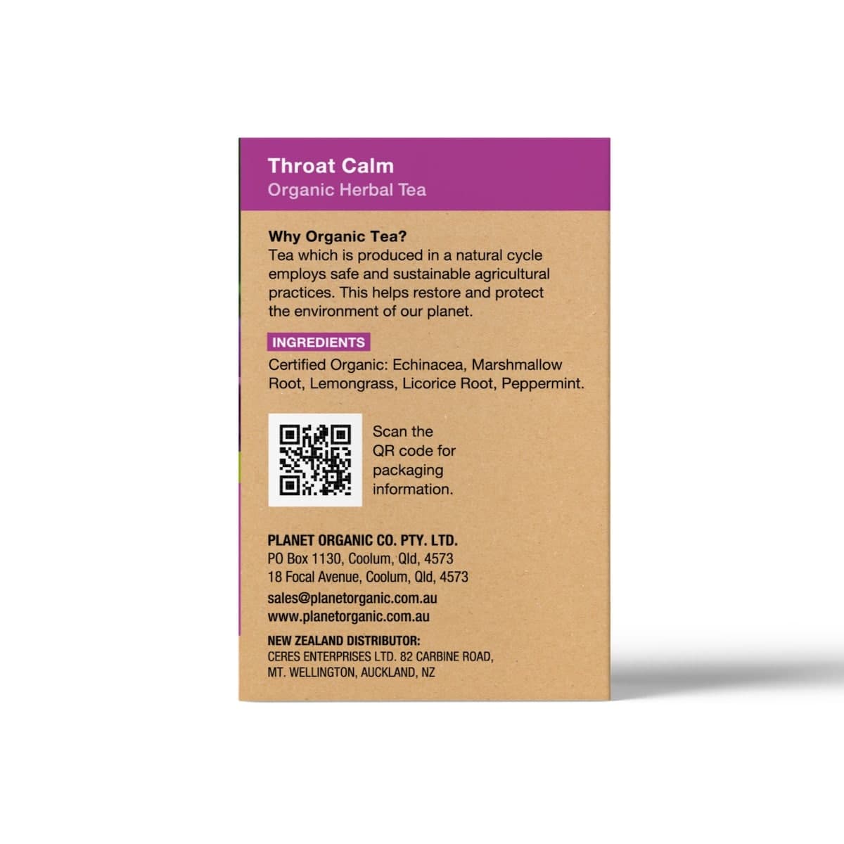 Thumbnail Planet Organic Throat Calm Tea Bags 25 Pack